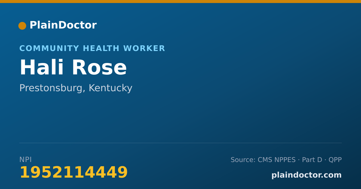 Shareable card for Hali Rose - Community Health Worker, Prestonsburg, KY