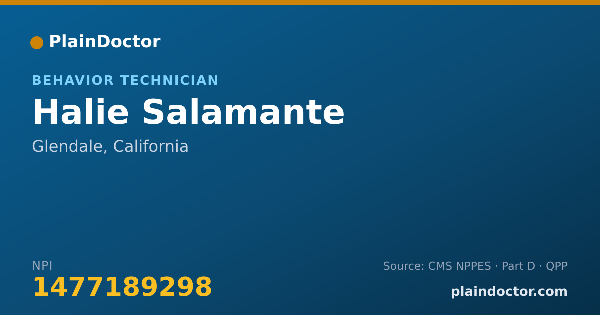 Shareable card for Halie Salamante - Behavior Technician, Glendale, CA