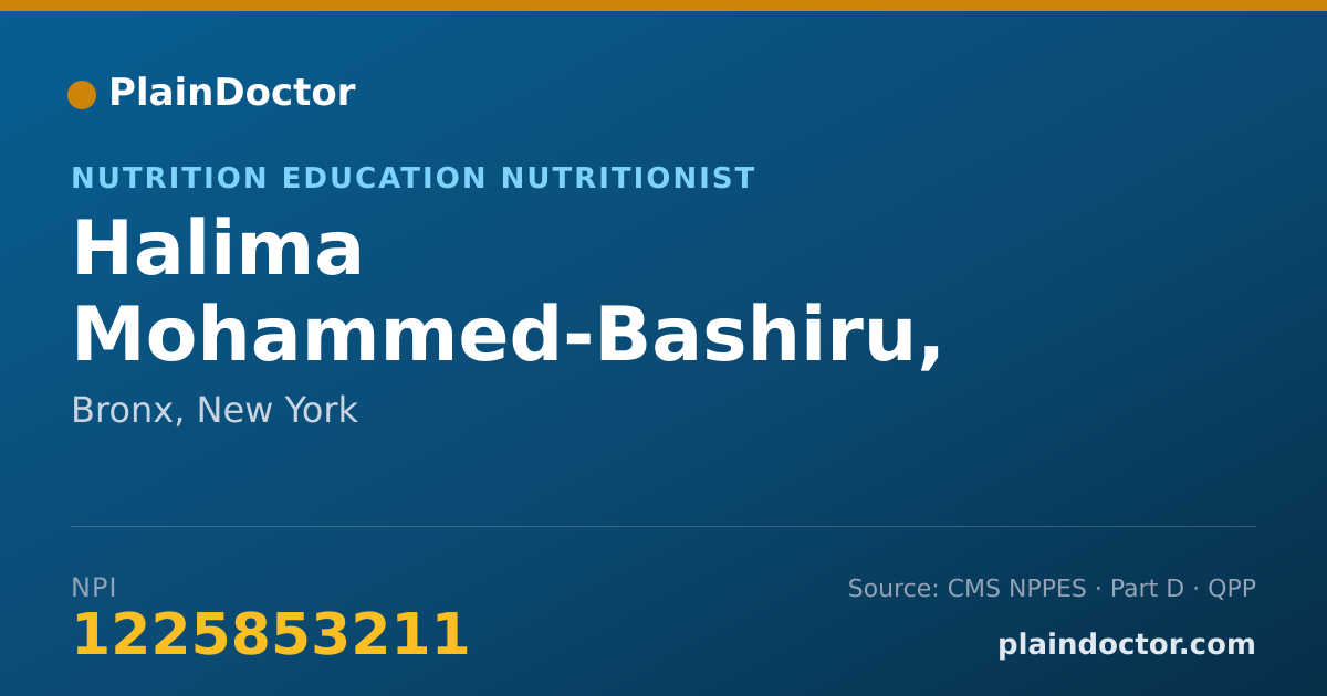 Shareable card for Halima Mohammed-Bashiru, HEALTH EDUCATOR - Nutrition Education Nutritionist, Bronx, NY
