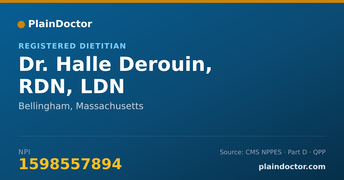 Shareable card for Halle Derouin, RDN, LDN - Registered Dietitian, Bellingham, MA