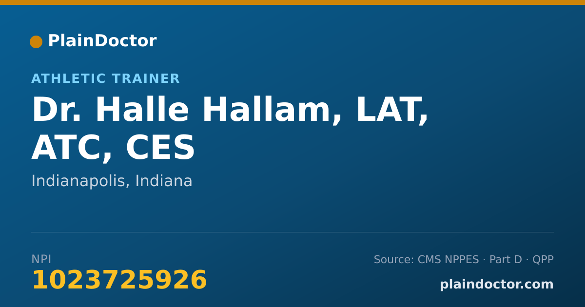 Shareable card for Halle Hallam, LAT, ATC, CES - Athletic Trainer, Indianapolis, IN