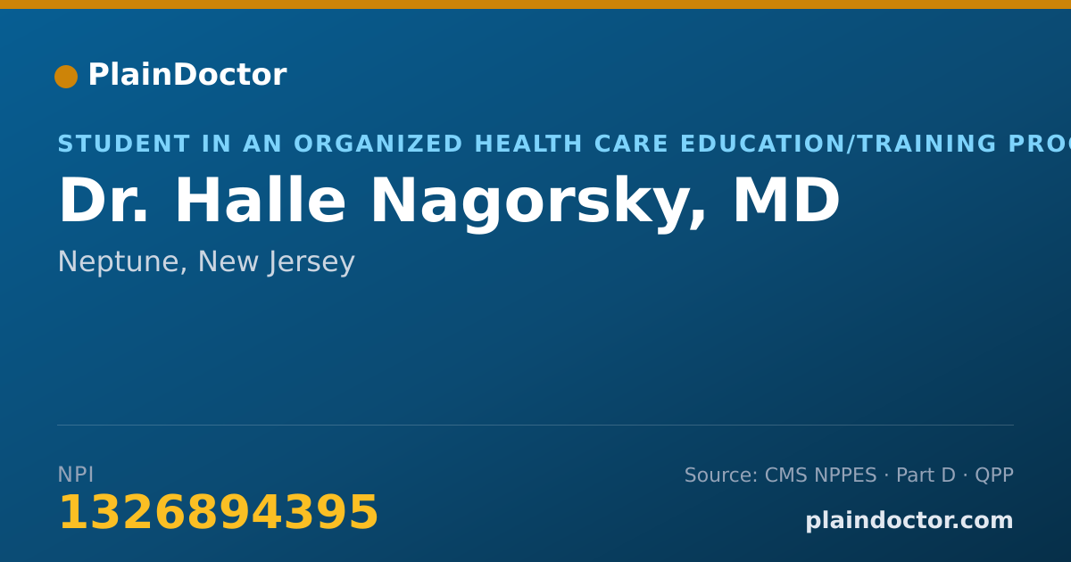 Shareable card for Halle Nagorsky, MD - Student in an Organized Health Care Education/Training Program, Neptune, NJ