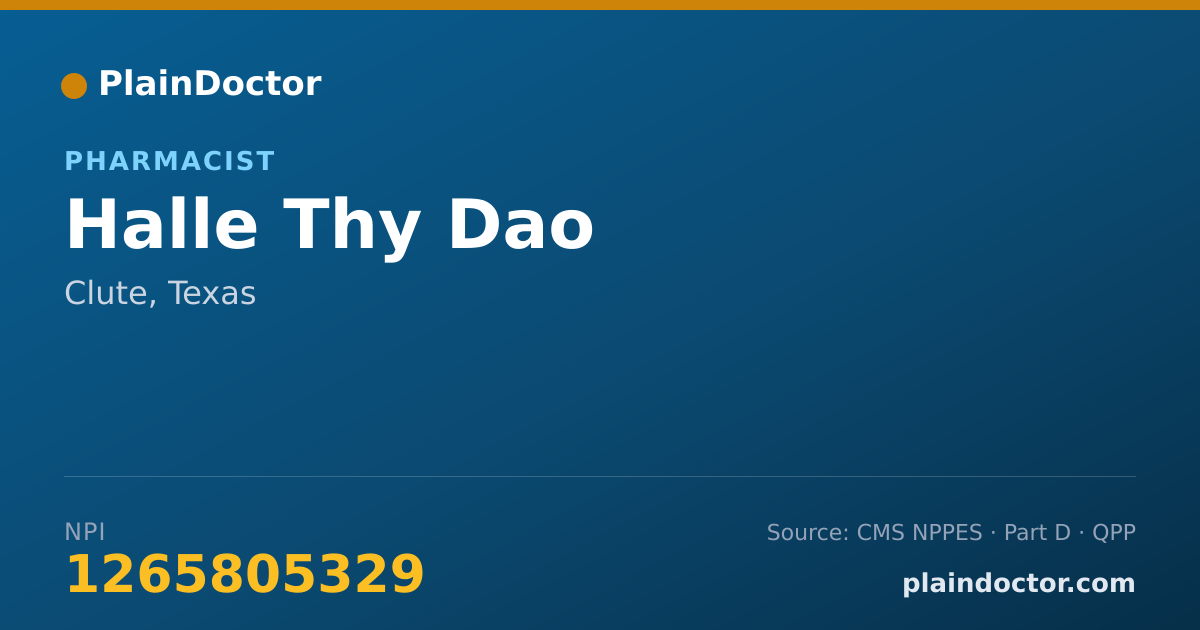 Shareable card for Halle Thy Dao - Pharmacist, Clute, TX