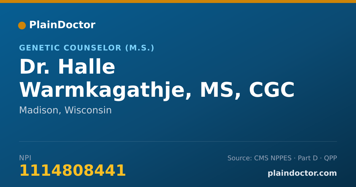 Shareable card for Halle Warmkagathje, MS, CGC - Genetic Counselor (M.S.), Madison, WI
