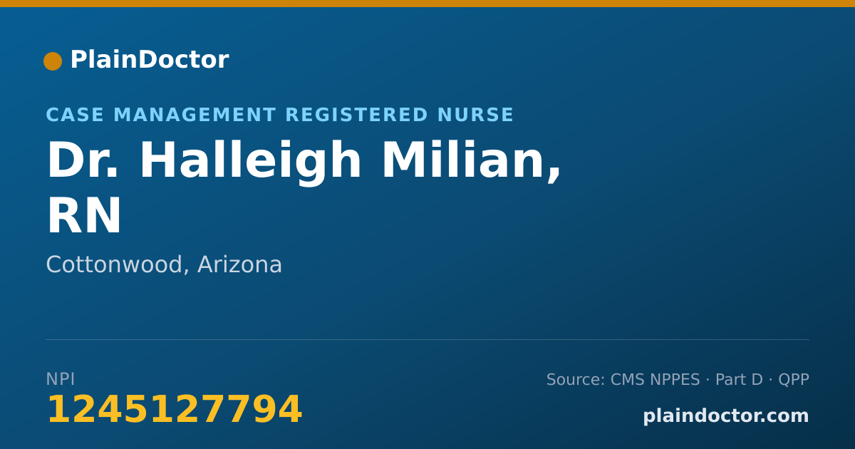 Shareable card for Halleigh Milian, RN - Case Management Registered Nurse, Cottonwood, AZ