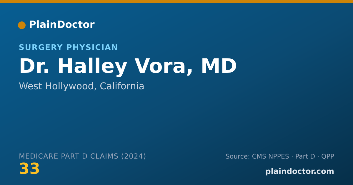 Shareable card for Halley Vora, MD - Surgery Physician, West Hollywood, CA
