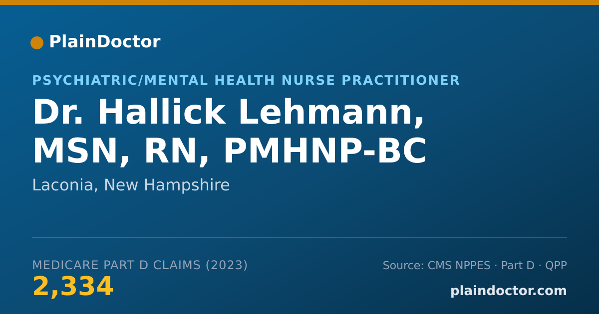 Shareable card for Hallick Lehmann, MSN, RN, PMHNP-BC - Psychiatric/Mental Health Nurse Practitioner, Laconia, NH