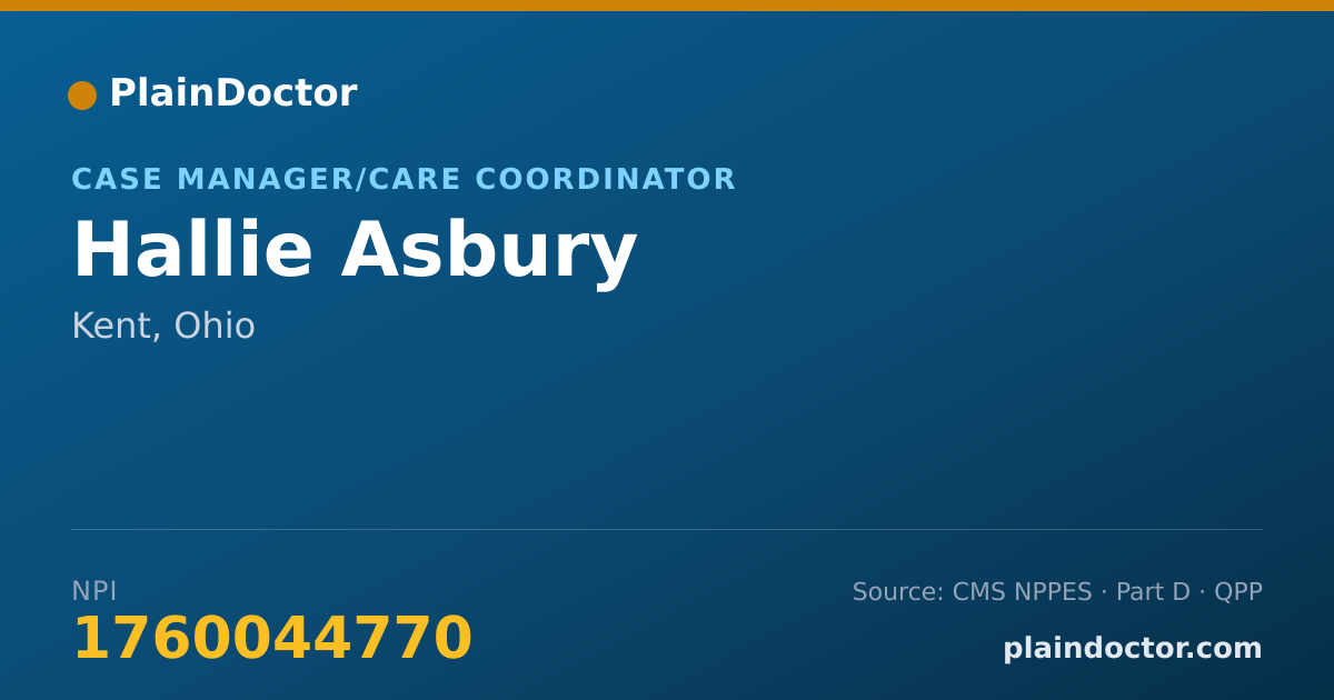 Shareable card for Hallie Asbury - Case Manager/Care Coordinator, Kent, OH