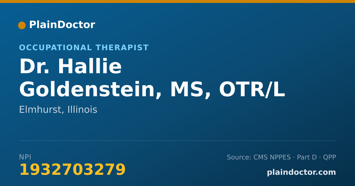 Shareable card for Hallie Goldenstein, MS, OTR/L - Occupational Therapist, Elmhurst, IL