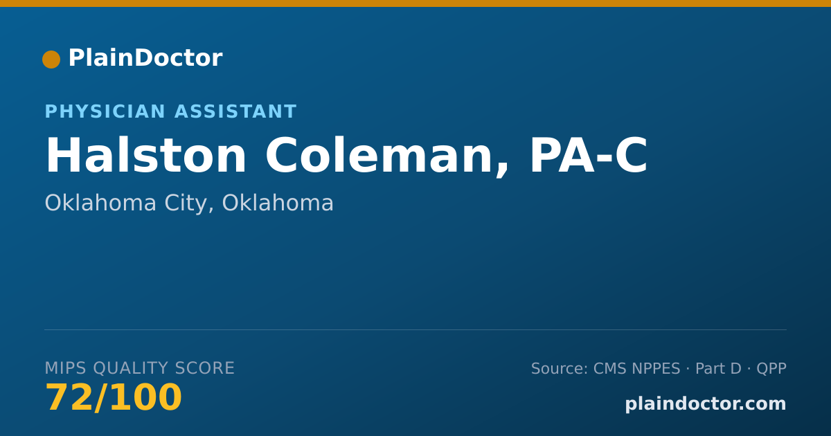 Shareable card for Halston Coleman, PA-C - Physician Assistant, Oklahoma City, OK