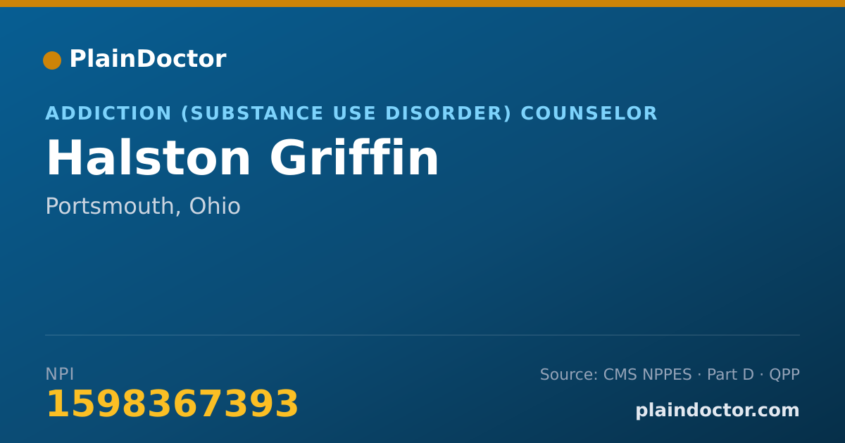 Shareable card for Halston Griffin - Addiction (Substance Use Disorder) Counselor, Portsmouth, OH
