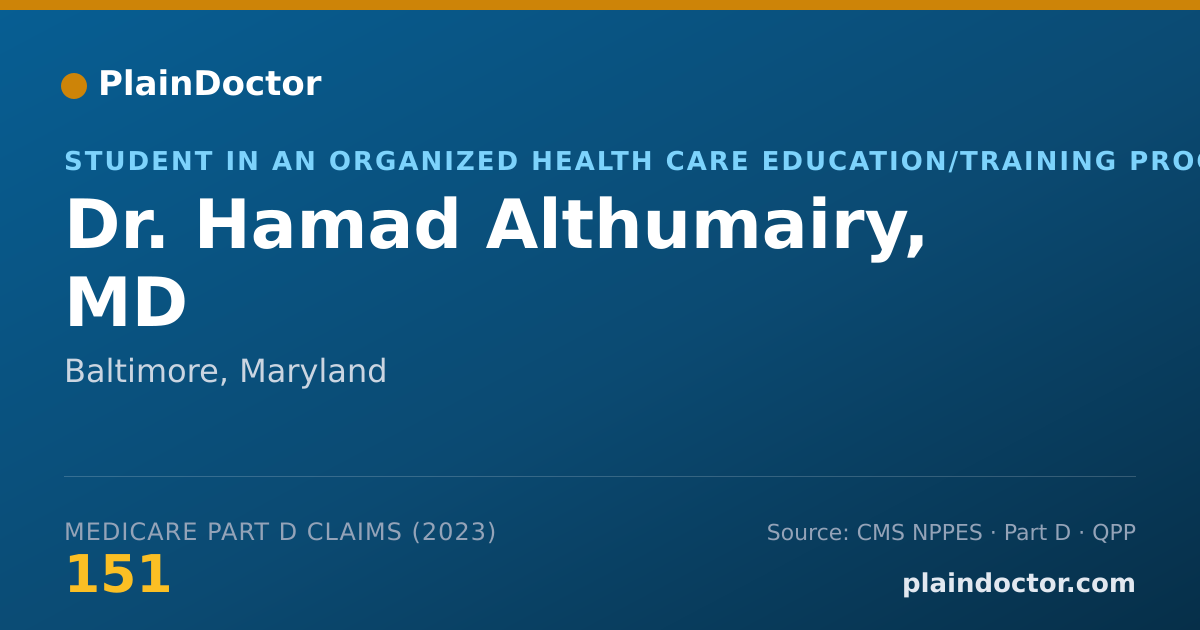 Shareable card for Hamad Althumairy, MD - Student in an Organized Health Care Education/Training Program, Baltimore, MD
