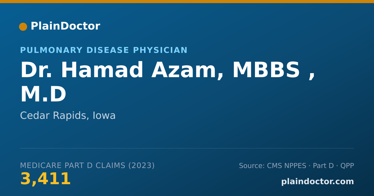 Shareable card for Hamad Azam, MBBS , M.D - Pulmonary Disease Physician, Cedar Rapids, IA