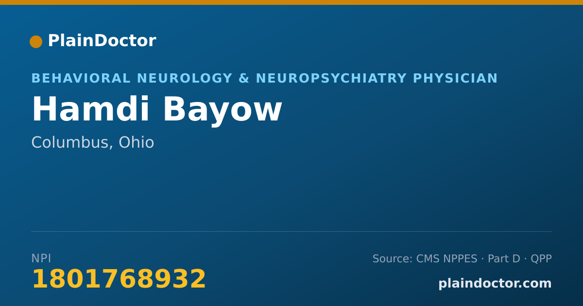 Shareable card for Hamdi Bayow - Behavioral Neurology & Neuropsychiatry Physician, Columbus, OH