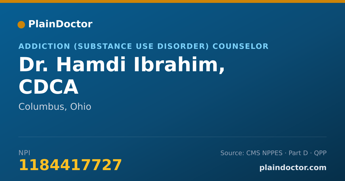 Shareable card for Hamdi Ibrahim, CDCA - Addiction (Substance Use Disorder) Counselor, Columbus, OH