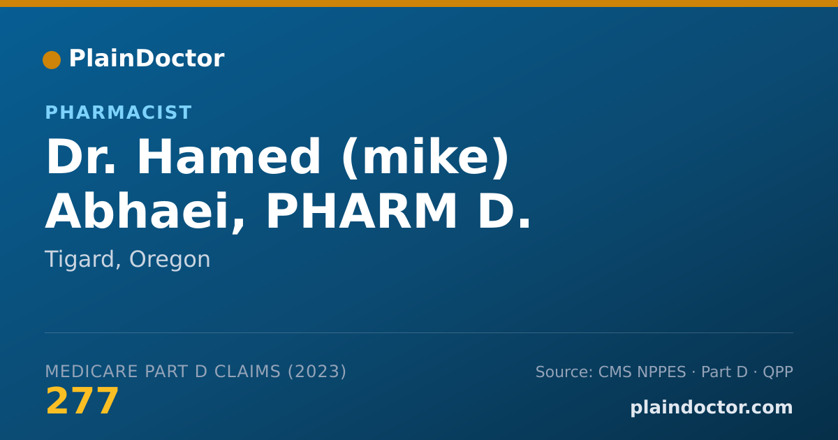 Shareable card for Hamed (mike) Abhaei, PHARM D. - Pharmacist, Tigard, OR