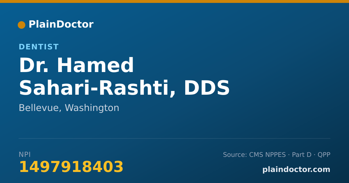 Shareable card for Hamed Sahari-Rashti, DDS - Dentist, Bellevue, WA