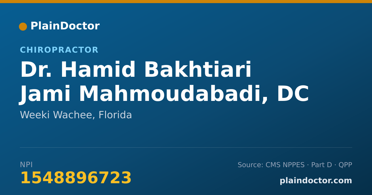 Shareable card for Hamid Bakhtiari Jami Mahmoudabadi, DC - Chiropractor, Weeki Wachee, FL