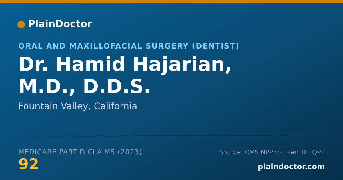 Shareable card for Hamid Hajarian, M.D., D.D.S. - Oral and Maxillofacial Surgery (Dentist), Fountain Valley, CA