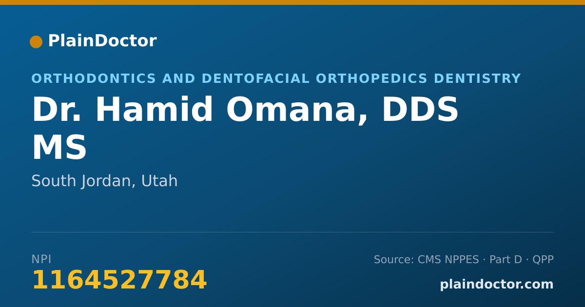 Shareable card for Hamid Omana, DDS MS - Orthodontics and Dentofacial Orthopedics Dentistry, South Jordan, UT
