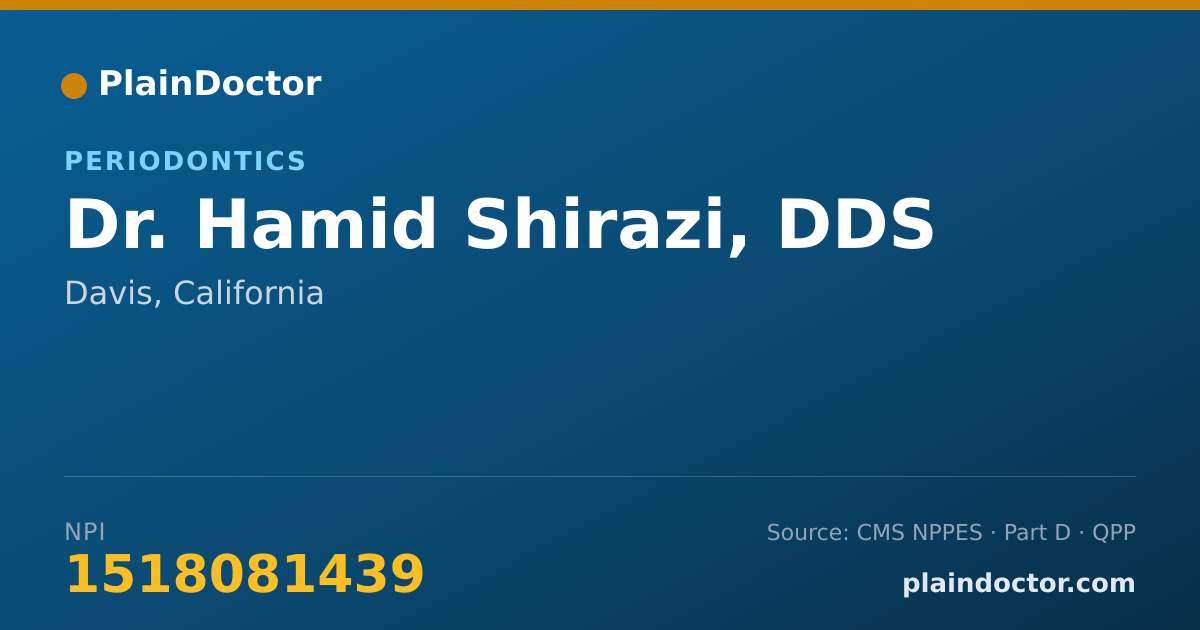 Shareable card for Hamid Shirazi, DDS - Periodontics, Davis, CA