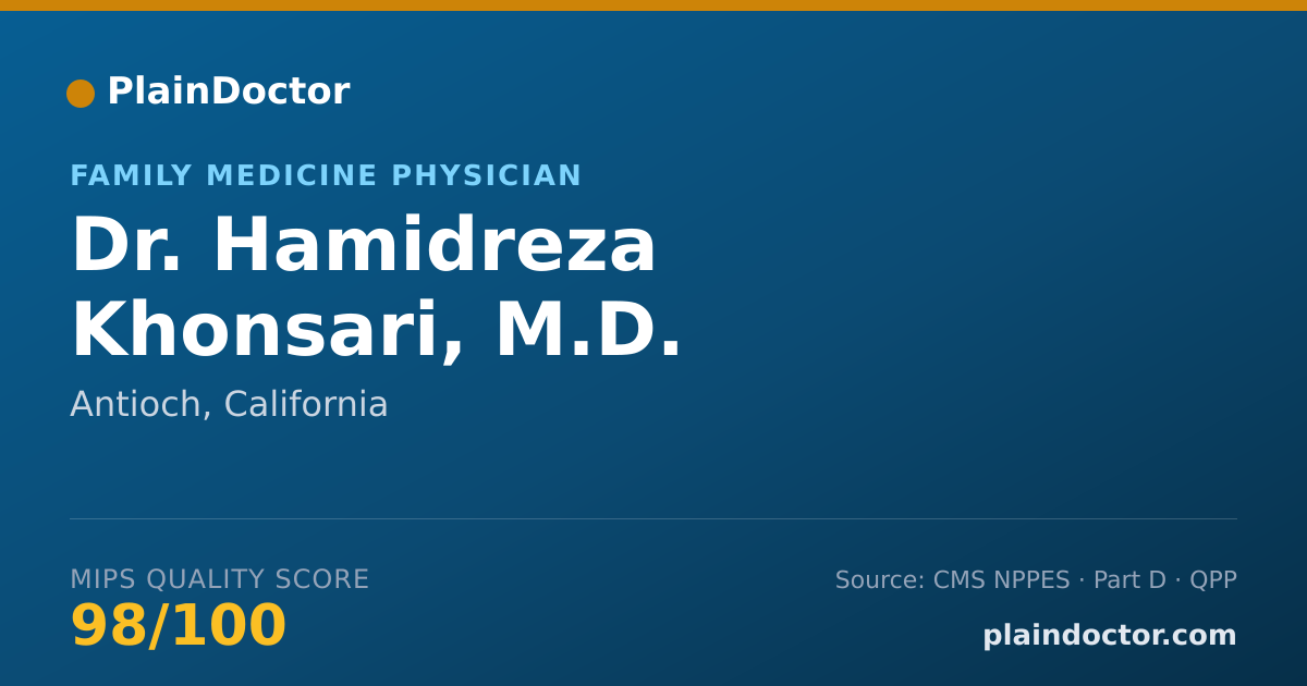 Shareable card for Hamidreza Khonsari, M.D. - Family Medicine Physician, Antioch, CA