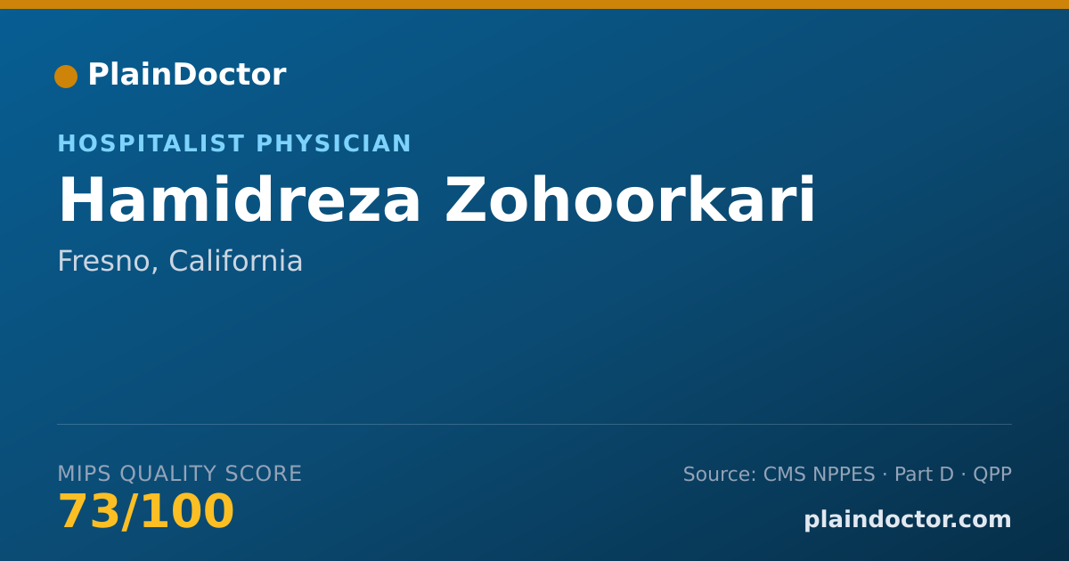Shareable card for Hamidreza Zohoorkari - Hospitalist Physician, Fresno, CA