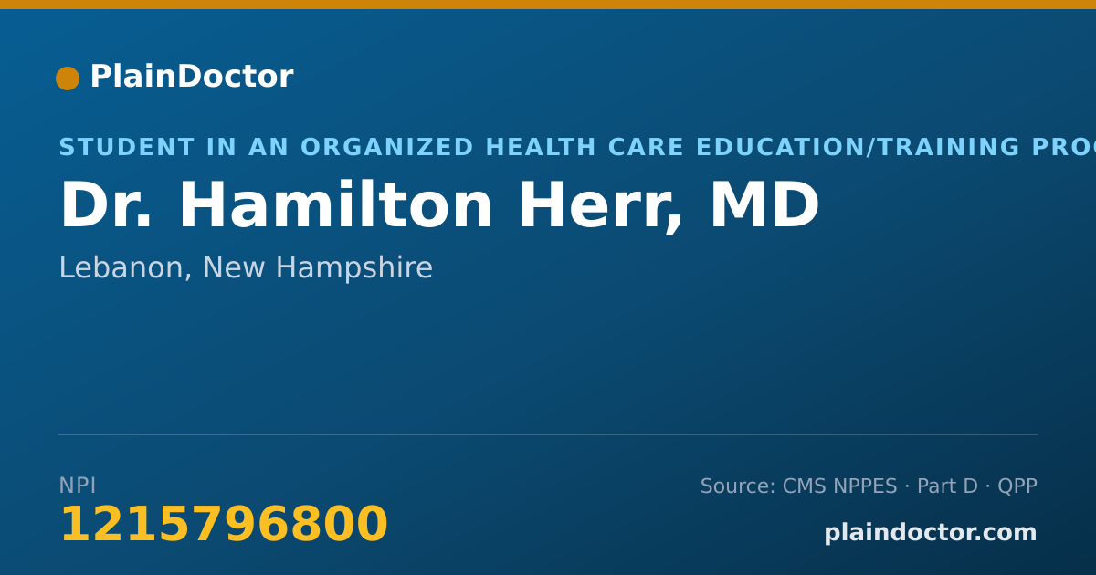 Shareable card for Hamilton Herr, MD - Student in an Organized Health Care Education/Training Program, Lebanon, NH