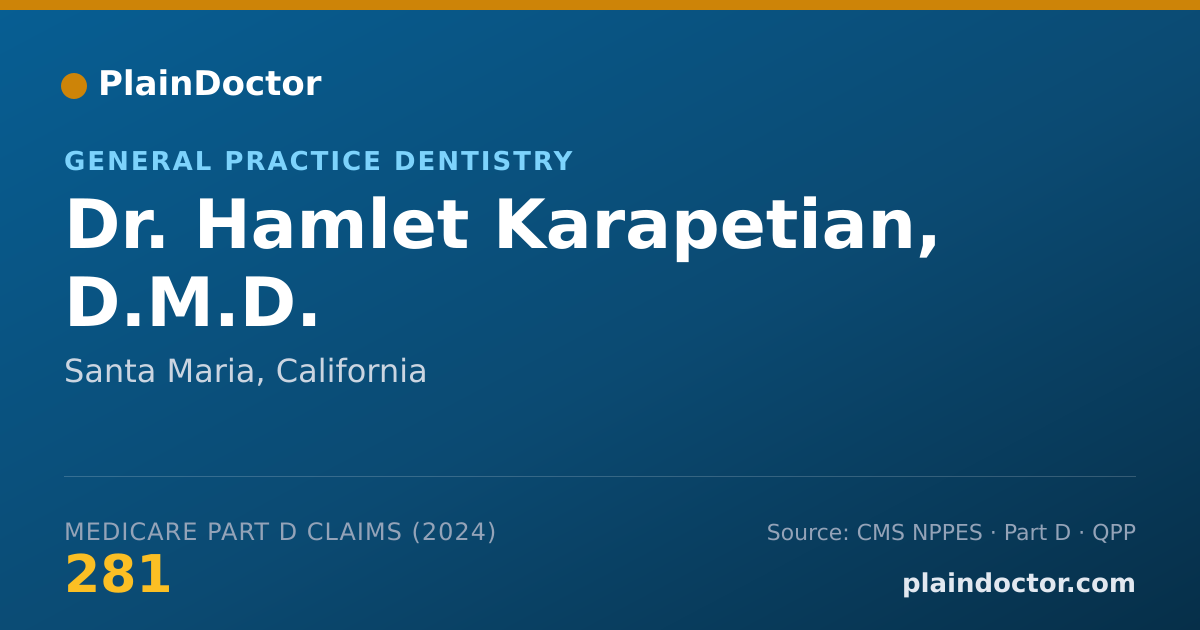Shareable card for Hamlet Karapetian, D.M.D. - General Practice Dentistry, Santa Maria, CA