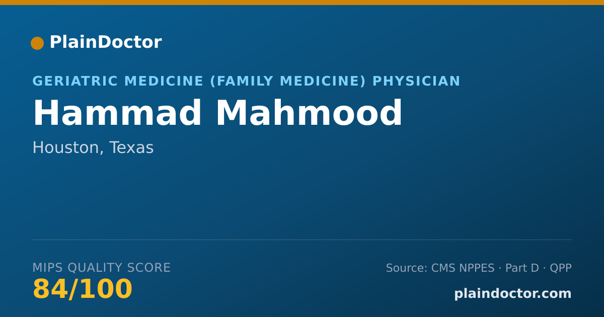 Shareable card for Hammad Mahmood - Geriatric Medicine (Family Medicine) Physician, Houston, TX