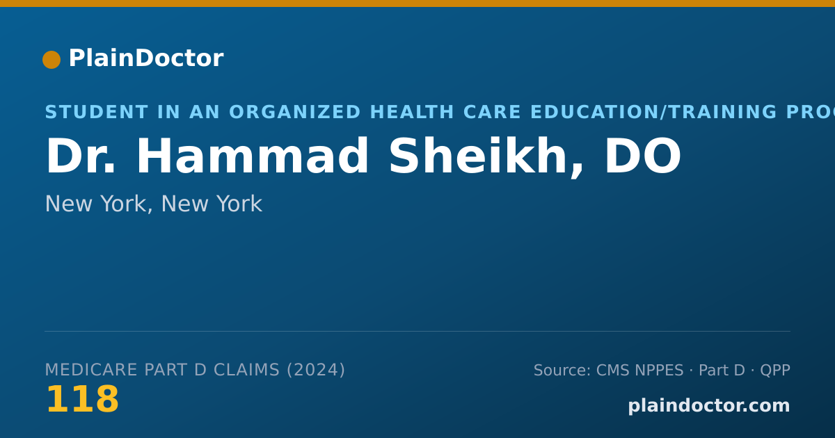 Shareable card for Hammad Sheikh, DO - Student in an Organized Health Care Education/Training Program, New York, NY