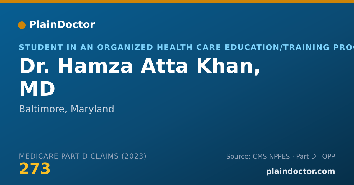 Shareable card for Hamza Atta Khan, MD - Student in an Organized Health Care Education/Training Program, Baltimore, MD