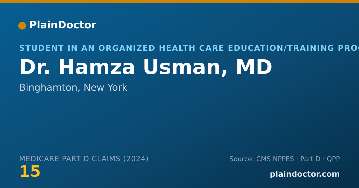 Shareable card for Hamza Usman, MD - Student in an Organized Health Care Education/Training Program, Binghamton, NY