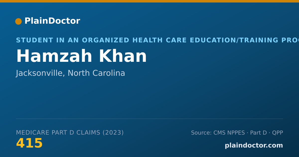 Shareable card for Hamzah Khan - Student in an Organized Health Care Education/Training Program, Jacksonville, NC