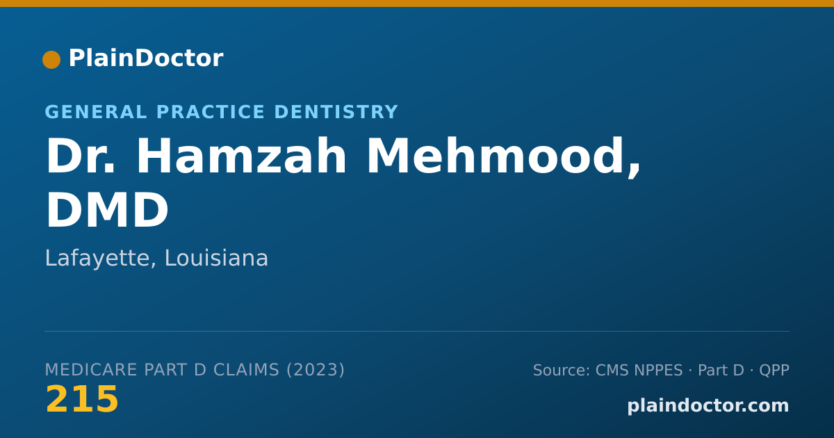 Shareable card for Hamzah Mehmood, DMD - General Practice Dentistry, Lafayette, LA