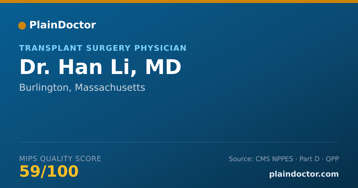 Shareable card for Han Li, MD - Transplant Surgery Physician, Burlington, MA