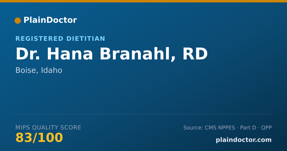 Shareable card for Hana Branahl, RD - Registered Dietitian, Boise, ID