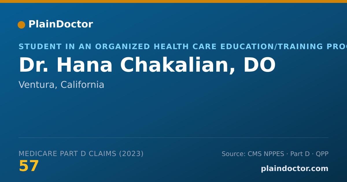Shareable card for Hana Chakalian, DO - Student in an Organized Health Care Education/Training Program, Ventura, CA