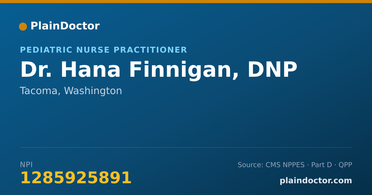 Shareable card for Hana Finnigan, DNP - Pediatric Nurse Practitioner, Tacoma, WA