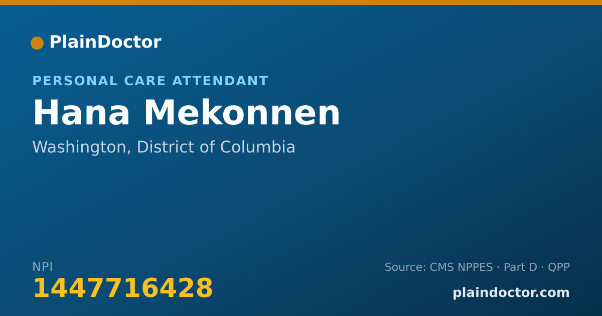 Shareable card for Hana Mekonnen - Personal Care Attendant, Washington, DC