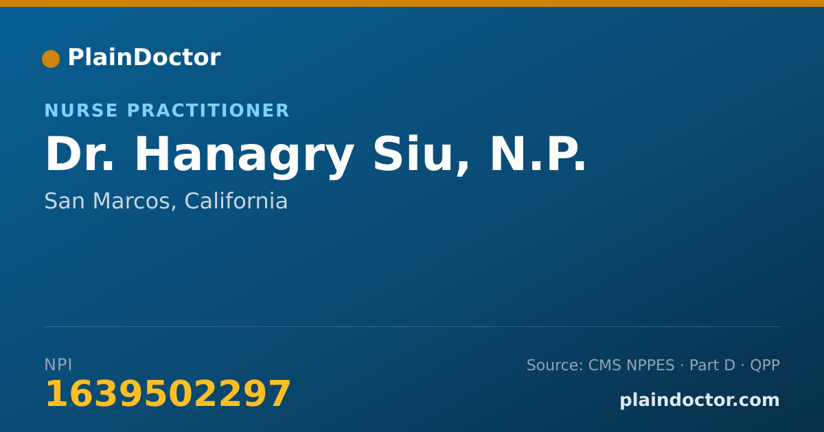 Shareable card for Hanagry Siu, N.P. - Nurse Practitioner, San Marcos, CA