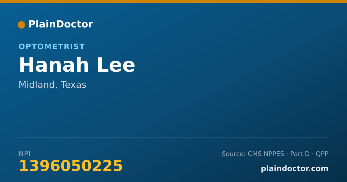 Shareable card for Hanah Lee - Optometrist, Midland, TX