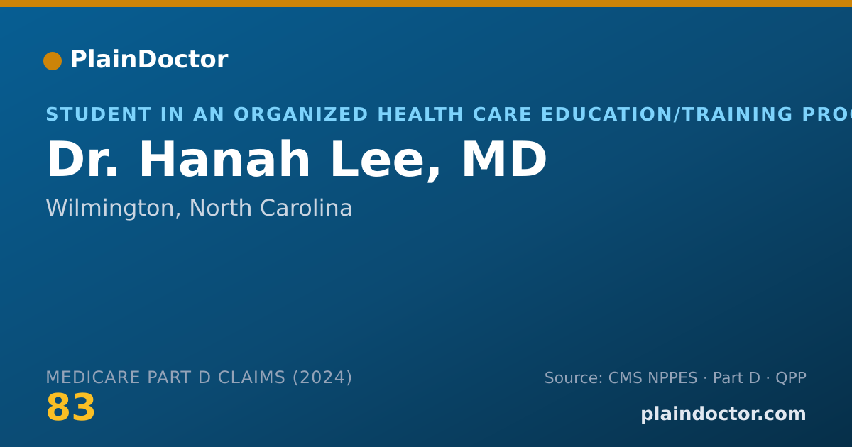 Shareable card for Hanah Lee, MD - Student in an Organized Health Care Education/Training Program, Wilmington, NC