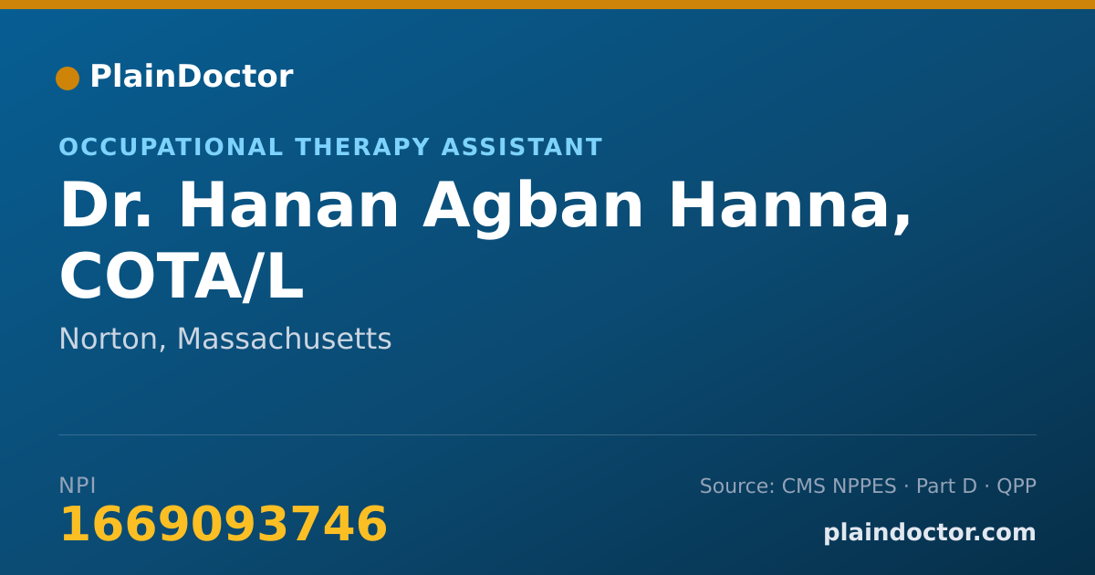 Shareable card for Hanan Agban Hanna, COTA/L - Occupational Therapy Assistant, Norton, MA