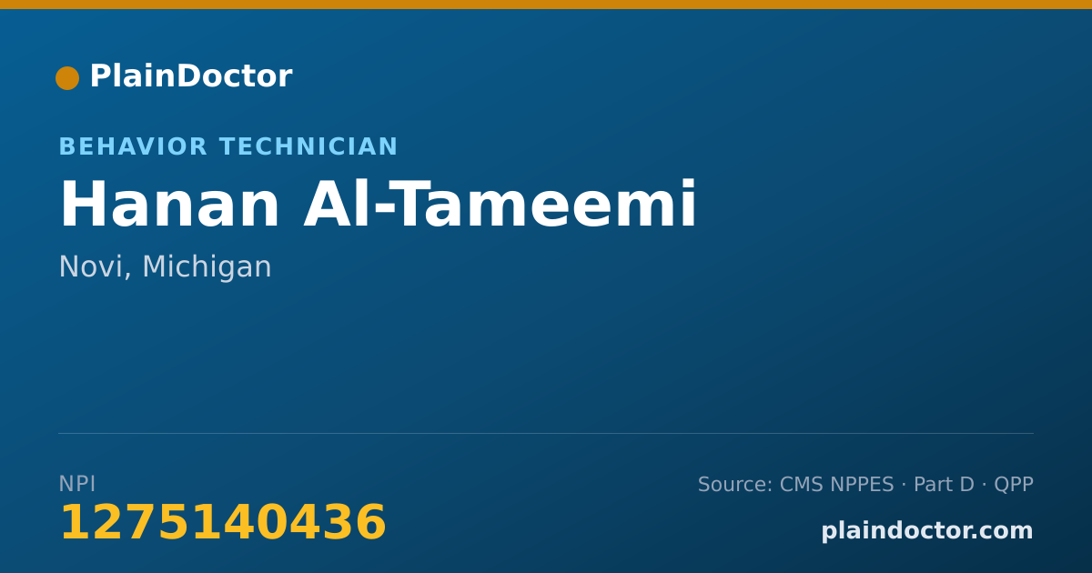 Shareable card for Hanan Al-Tameemi - Behavior Technician, Novi, MI