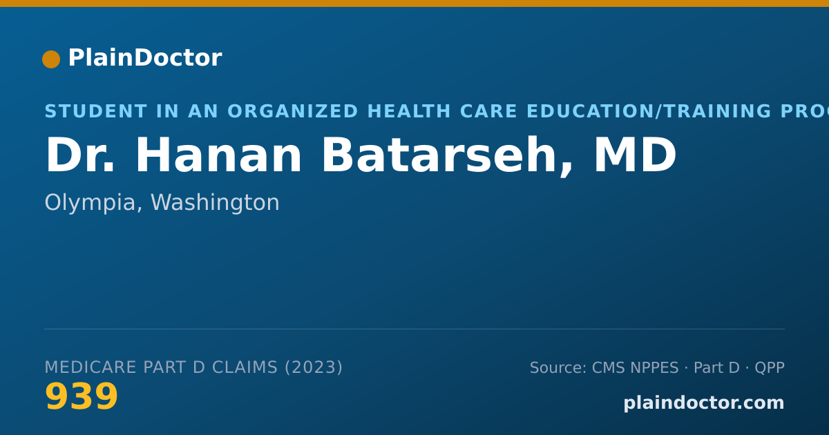 Shareable card for Hanan Batarseh, MD - Student in an Organized Health Care Education/Training Program, Olympia, WA