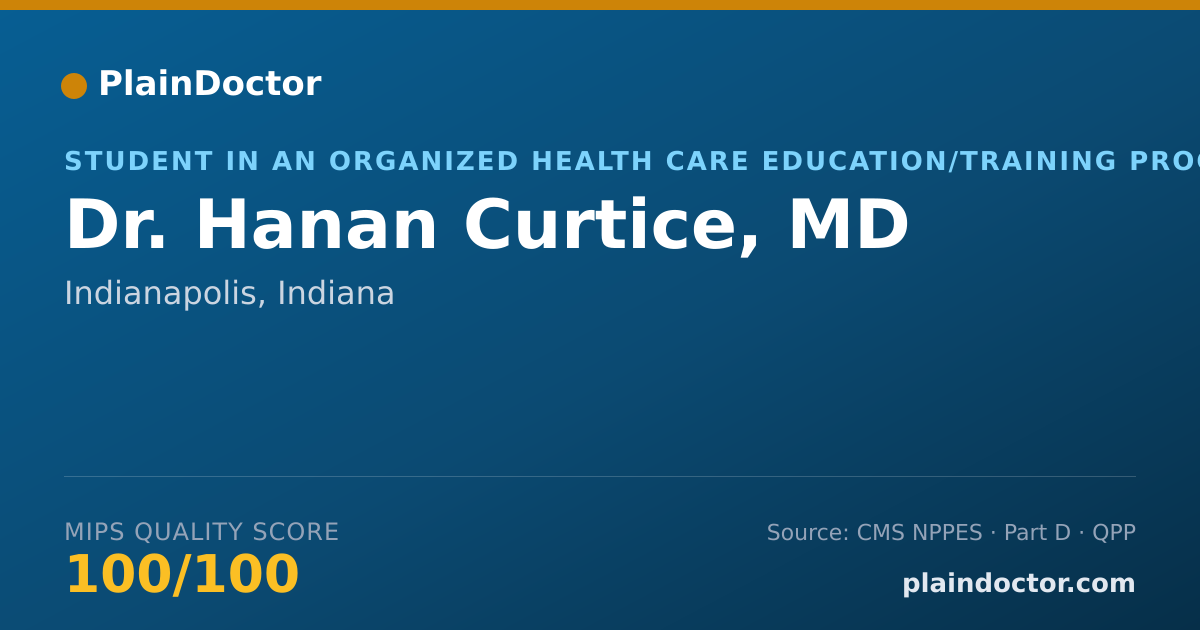 Shareable card for Hanan Curtice, MD - Student in an Organized Health Care Education/Training Program, Indianapolis, IN