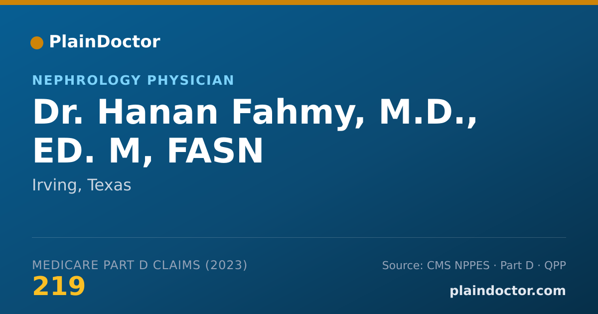 Shareable card for Hanan Fahmy, M.D., ED. M, FASN - Nephrology Physician, Irving, TX