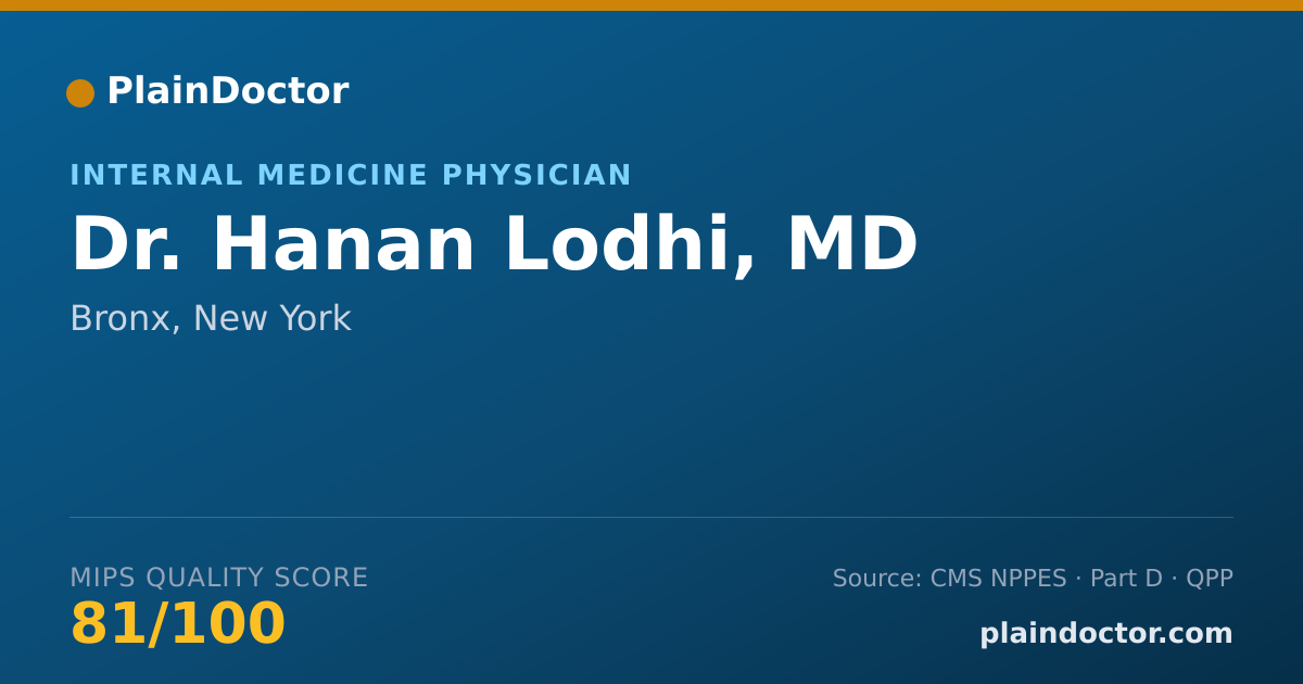Shareable card for Hanan Lodhi, MD - Internal Medicine Physician, Bronx, NY