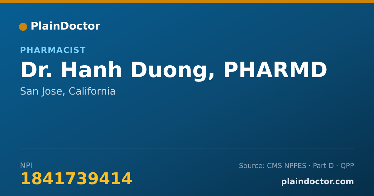 Shareable card for Hanh Duong, PHARMD - Pharmacist, San Jose, CA